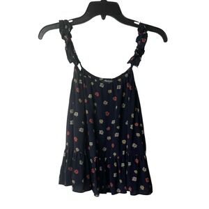 Madewell Floral Silk Strap Cami Top Ruffle Sleeveless Casual Blouse‎ Size 4